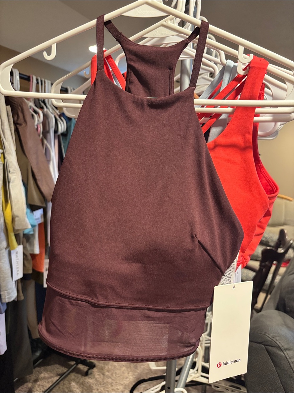 NWT Lululemon Nulu High-Neck Mesh-Hem Tank, B/C Cup in Goodnight Plum - Picture 6 of 8
